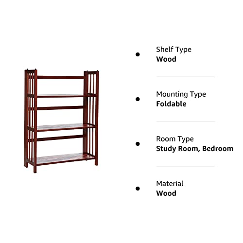 Casual Home 3-Shelf Folding Stackable Bookcase (27.5" Wide)-Walnut Casual Home