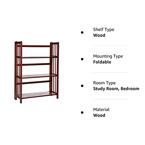 Casual Home 3-Shelf Folding Stackable Bookcase (27.5" Wide)-Walnut - WoodArtSupply