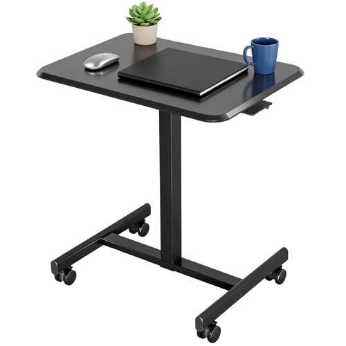 SageNest Adjustable Mobile Standing Desk, Rolling Sit-Stand Laptop Desk with Locking Wheels, Compact Portable Computer Table for Home Office or Dorm, Black SageNest
