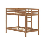 Grain & Grove Bear Twin Over Twin Bunk Bed, Sturdy Bunk Bed Frame for Kids, Plywood Bunk with Ladder, Guardrail, and Slats, No Box Spring Required, Oak Embossed Pecan Grain & Grove