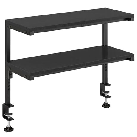 IBUYKE Clamp on Desk Shelf, 22.8” Large Desk Extender Shelves,Tool-Free Flexible Repositioning and Adjustable 2-Tier Storage Shelves for Desktop Accessories Below Desk TMZ010B IBUYKE