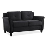 Home Square 2-Piece Polyester Microfiber Fabric Upholstered Sofa Set with 78" W Sofa & 56" W Loveseat, Curved Arms, Sturdy Wood Frame & Legs, Tufted Back Cushions, in Black Finish Home Square