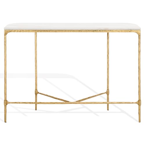 SAFAVIEH Couture Collection Janowsky Brass & White Marble Console Table SAFAVIEH