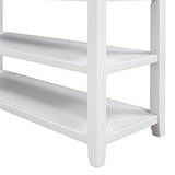 Mid-Century Console Table Modern Solid Wood Frame Sofa Table with 2 Tier Open Shelves and 3 Top Storage Drawers Entryway Table for Living Room Hallway Foyer, Easy Assembly Knocbel
