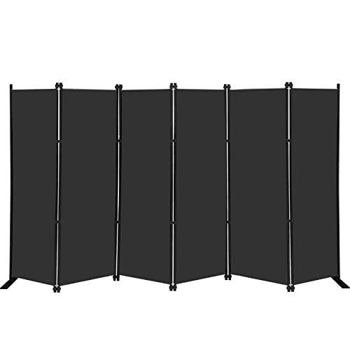MAYOLIAH 6 Panel Folding Privacy Screen 9ft Wide, 6ft Tall Partition Room Divider Portable Office Walls Dividers, Black MAYOLIAH