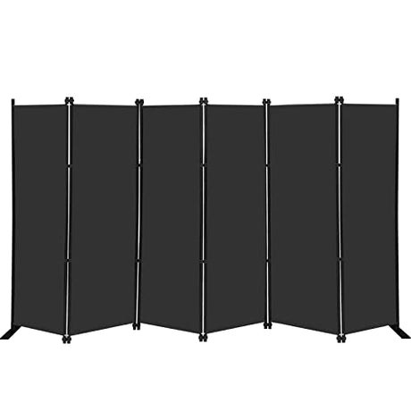 MAYOLIAH 6 Panel Folding Privacy Screen 9ft Wide, 6ft Tall Partition Room Divider Portable Office Walls Dividers, Black MAYOLIAH