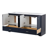 Spring Mill Cabinets Emlyn 60 Inch Double-Sink Bathroom Vanity with White Top, 2 Cabinets, 2 Drawers, 60.5" W x 18.75" D x 32.89", Deep Blue Spring Mill Cabinets