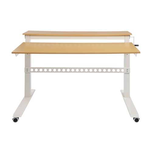 CUBELLIN 2-Tier Rolling Standing Desk with Wheels 15.75in Height Adjustable Hand-Cranked Standing Desk Manual Adjustable Desks for Home Office CUBELLIN