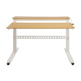 CUBELLIN 2-Tier Rolling Standing Desk with Wheels 15.75in Height Adjustable Hand-Cranked Standing Desk Manual Adjustable Desks for Home Office CUBELLIN