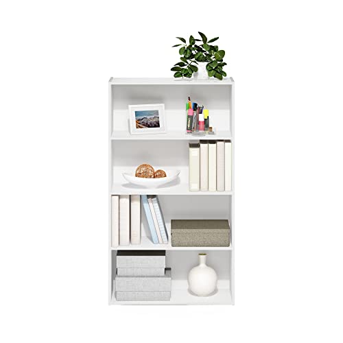 Furinno Pasir 4-Tier White Bookshelf & Storage Solution - WoodArtSupply