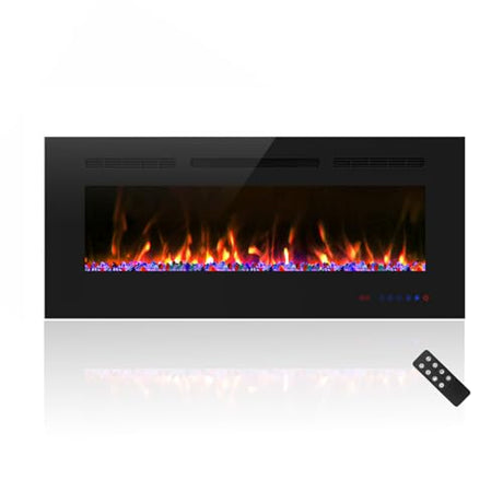 Cheerway 42 inch Electric Fireplace with Heater, Wall Mounted & Recessed Electric Fireplace Insert, Linear Wall Fireplace w/Thermostat, 13×13 Flame Color, Remote & Touch Control w/Timer, 750W/1500W Cheerway