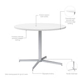 Bush Business Furniture 42-inch Round Conference Table with Metal Base, Circular Meeting Room Desk for 4 Users, White Bush Furniture