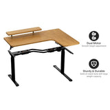 EUREKA ERGONOMIC L Shaped Standing Desk w Solid Wood Tabletop,61" Electric Corner Computer Desk, Adjustable Height Desk w Keyboard Tray,Dual Motor,LED Monitor Stand,Right/Oak EUREKA ERGONOMIC