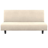 Flamingo P Stretch Armless Futon Covers - Full Queen Futon Couch Covers Slipcover - Soft Thick Jacquard, Biscotti Beige Flamingo P
