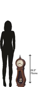 Howard Miller Decatur Wall Clock II 549-481 – Tuscany Cherry Finish, Wooden Stick Pendulum & Brass Finished Bob, Volume Control, Quartz Dual-Chime Movement Howard Miller