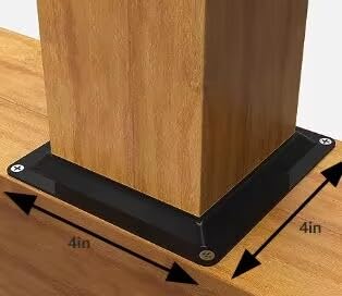 4 Wood Post Plate Connector,Deck Porch Railing Support Base, 4" x 4" Wood Fence Post Anchor BaseDeck Porch Railing Support Base (4) WoodArtSupply