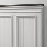 Roundhill Furniture Clelane Shiplap Wood Panel Bed, King, Weathered White and Walnut Roundhill Furniture