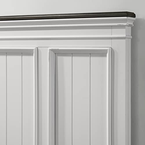 Roundhill Furniture Clelane Shiplap Wood Panel Bed, King, Weathered White and Walnut - WoodArtSupply