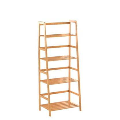 COSTWAY 47.5'' Natural Bamboo 4-Tier Ladder Shelf - Stylish Storage and Display Rack - WoodArtSupply