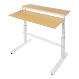 Ongniong 2 Tier Standing Rolling Desk Adjustable Height 47" Wide Manual Crank Mobile Standing Desk with Steel Frame Portable Stand up Desk Double Level Workstation 66.14lbs Weight Capacity Ongniong