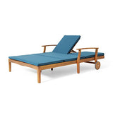 XD Designs Outdoor Double Chaise Lounge Chairs, All Weather Acacia Wood Frame Patio Reclining Daybed Sunbed with Cushions and Adjustable Backrest for 2 People XD Designs