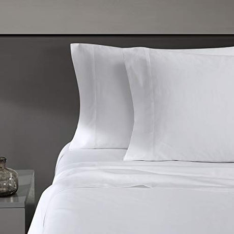Vera Wang - Queen Size Sheet Set, Soft & Smooth Sateen Cotton Blend Bedding, Deep Pocket, 800 Thread Count, Bed Sheets with Fitted Sheet & Matching Pillowcases (White) Vera Wang