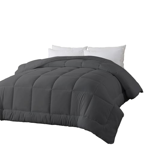 BedTreat Down Alternative Full Duvet Insert with Corner Tabs, All Season Quilted Bed Comforter Box-Stitched Full Comforter Grey, Machine Washable Microfiber Bedding BedTreat