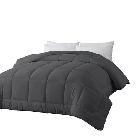 BedTreat Down Alternative Full Duvet Insert with Corner Tabs, All Season Quilted Bed Comforter Box-Stitched Full Comforter Grey, Machine Washable Microfiber Bedding BedTreat