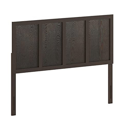 Queen Size Dark Brown Wooden Four Panel Headboard by BizChair - WoodArtSupply