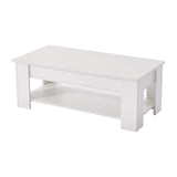 Panana Modern Lift Up Top Coffee Table with Hidden Storage and 1 Shelf Wooden Tea Table Sofa End Table for Living Room, Office, 39.4" x 19.7" x 18.5" (White) Panana