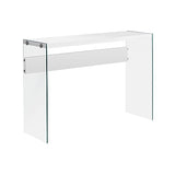 Monarch specialties , Console Sofa Table, Tempered Glass, Glossy White, 44"L Monarch Specialties