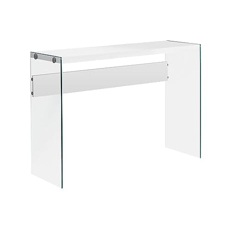 Monarch specialties , Console Sofa Table, Tempered Glass, Glossy White, 44"L Monarch Specialties