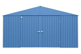 Arrow Shed Elite 14' x 14' Tall Outdoor Steel Storage Shed with High Gable and Lockable Doors Storage Building, Blue Grey Arrow