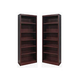 Home Square Cherry 84" Tall Solid Wood 6-Shelf Bookcase Set of 2 Home Square