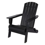 Shine Company Seaside Outdoor Weatherproof Folding Adirondack Chair, Black Shine Company