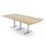 Harmony Series 8 Person Arc Rectangle Conference Table with Brushed Silver Metal T - Bases | Modular Meeting Tables for Offices & Conference Rooms | Scratch-Resistant Laminate | Blonde Surfside Ash - SKUTCHI DESIGNS INC.