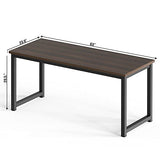 NSdirect Large Office Desk for Home Office, Large 63” Computer Desk Table, Wide Writing Study Desk for 2 Person, Metal Sturdy Frame Thicker Steel Legs, Black Chocolate NSdirect