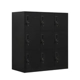 WISUNO 9 Doors Metal Storage Cabinet with Card Slot, Organizer,Shoes and Bags Steel Locker for Office, Home, Bank, School, Gym. (Black) WISUNO