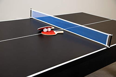 Hathaway Park Avenue 7 Ft Multi Game Pool Table Combo with Dining Top and Ping Pong – Includes Set of Benches for Home Storage and Accessories – Red & Black Finish Hathaway