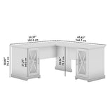 Bush Furniture Lennox Farmhouse L Shaped Desk with Storage Cabinets | Corner Computer Table for Home Office Workspace, 60W, Linen White Oak Bush Business Furniture