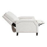 Lexicon Pushback Recliner Chair, Plaid Textured Fabric Armchair Push Back Reclining Chair, Nailhead Trim, Solid Wood Legs, Easy Assembly for Living Room/Office/Apartment, Off-White Lexicon