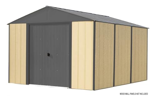 Arrow 10' x 12' Ironwood Galvanized Steel Hybrid Outdoor Shed Kit, Anthracite Arrow