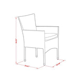 East West Furniture OSBK7-03A Oslo 7 Piece Patio Furniture Wicker Outdoor Set Includes a Rectangle Dining Table with Glass Top and 6 Backyard Armchair with Cushion, 36x60 Inch East West Furniture