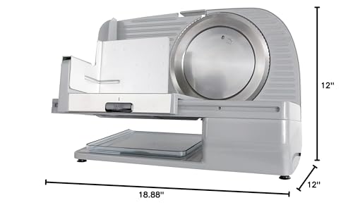 Chef's Choice 665 Professional Electric Food and Meat Slicer with Stainless Steel Serrated Blade Features Slice Thickness Control NSF Certified, 8.5-Inch, Gray Chef'sChoice