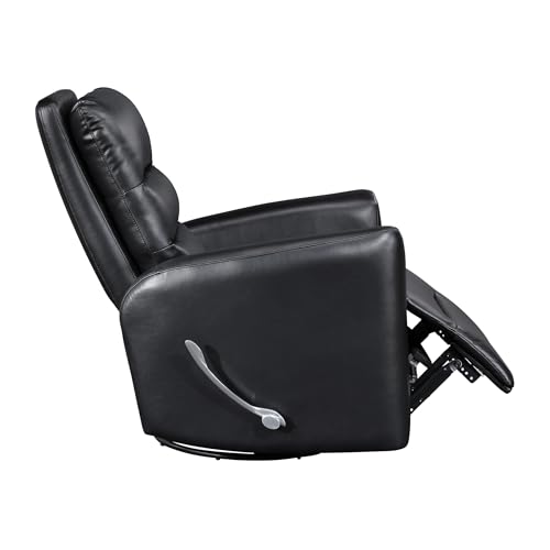 Lexicon Swivel Glider Recliner Chair, Comfy Nursery Glider, Faux Leather Recliner, Manual Reclining Chair for Living Room/Office/Apartment, Black Lexicon