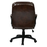 Office Star FL Series Faux Leather Manager's Adjustable Office Chair with Lumbar Support and Padded Arms, Chocolate Office Star Products