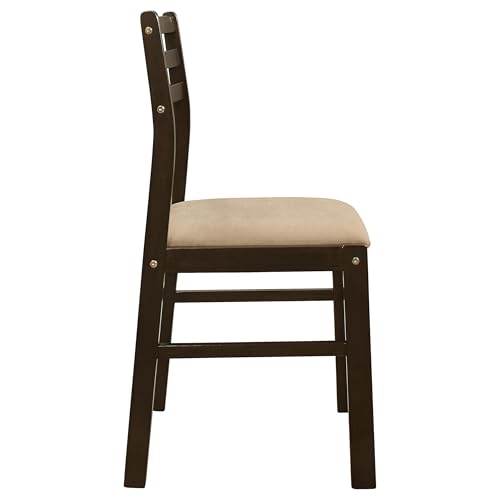 Coaster Home Furnishings 3-Piece Round Wood Dining Room Set Drop Leaf Extension Table Ladder Back Side Chairs Upholstered Seat Cushions Cappuccino and Tan 130005 Coaster Fine Furniture