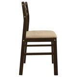 Coaster Home Furnishings 3-Piece Round Wood Dining Room Set Drop Leaf Extension Table Ladder Back Side Chairs Upholstered Seat Cushions Cappuccino and Tan 130005 Coaster Fine Furniture