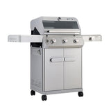 Monument Grills Outdoor Barbecue Stainless Steel 3 Burner Propane Gas Grill, 48,000 BTU Patio Garden Grill with Side Burner and Knob Controls, Mesa305 with BBQ Cover Monument Grills