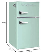 Frigidaire EFR840-MINT EFR840 Retro Mini Fridge with Freezer & Side Bottle Opener-Small 2 Door Refrigerator for Office Bar or College Dorm Room-3.2 Cu Ft – 19”"D x 20.5"W x 33.5"H (Mint) Frigidaire